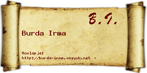 Burda Irma névjegykártya